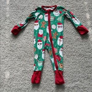 Little Sleepies Festive Green and Red Kids Footie